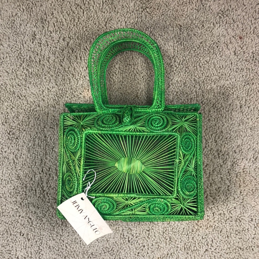 Hand Woven Square Green handbag